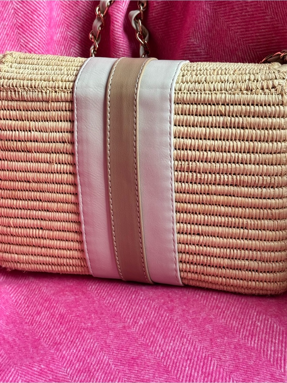 BEAU & RO Straw Shoulder Bag in Natural and Taupe - Picture 7 of 11